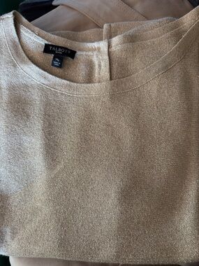 Talbots Shimmery Crewneck Sweater&blouse in Champagne
